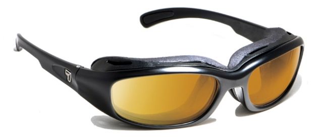 7 Eye 7 Eye Churada AirShield Sunglasses,Matte Black Frame,SharpView Yellow Lens,S-M 160143