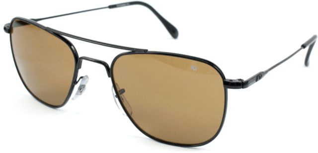 AO AO Original Pilot Sunglasses, Black, Wire Spatula, Amber Glass Lens, 57mm B-CG-WS-57