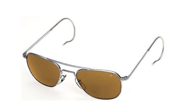 AO AO Original Pilot Sunglasses, Matte Chrome, Comfort Cable, Brown Glass Lens, 52mm, Polarized MC-CBPG-CC-52