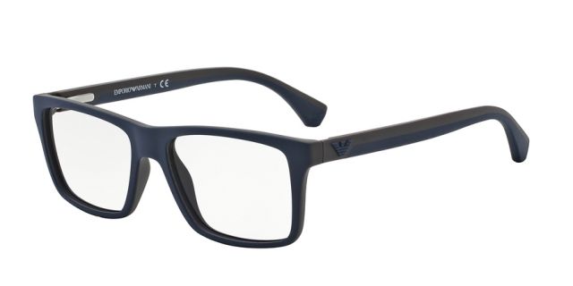 Armani Armani EA3034 Single Vision Prescription Eyeglasses 5230-53 - Blue/rubber Brown Frame