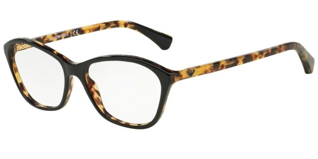 Armani Armani EA3040 Single Vision Prescription Eyeglasses 5264-55 - Top Black On Havana Frame