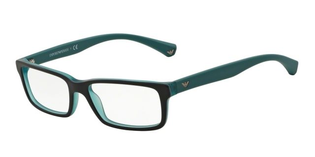 Armani Armani EA3061 Single Vision Prescription Eyeglasses 5393-55 - Top Black/matte Turquoise Frame