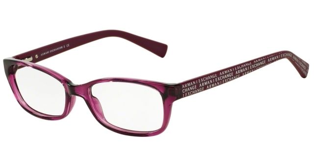 Armani Exchange Armani Exchange AX3009 Progressive Prescription Eyeglasses 8066-53 - Berry Jam Transparent Frame