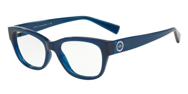 Armani Exchange Armani Exchange AX3026 Single Vision Prescription Eyeglasses 8172-52 - Blue Navy Milky Frame