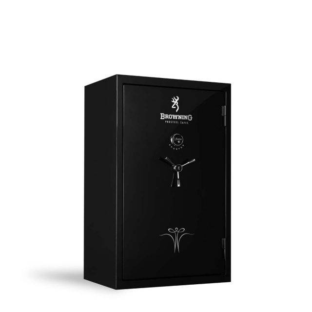 Browning Safes Browning Safes Sporter Wide SP33 Gun Safe,58x36x27in,Gloss Black,Silver Chrome,Scroll,S and G Mechanical Lock 1601100191