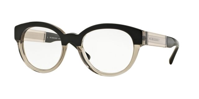 Burberry Burberry BE2209 Single Vision Prescription Eyeglasses 3558-53 - Top Black On Grey Frame