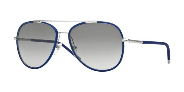 Burberry Burberry BE3078J Single Vision Prescription Sunglasses BE3078J-100511-57 - Lens Diameter 57 mm, Frame Color Silver/matte Blue