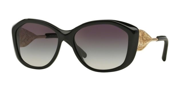 Burberry Burberry BE4208Q Single Vision Prescription Sunglasses BE4208Q-30018G-57 - Lens Diameter 57 mm, Frame Color Black
