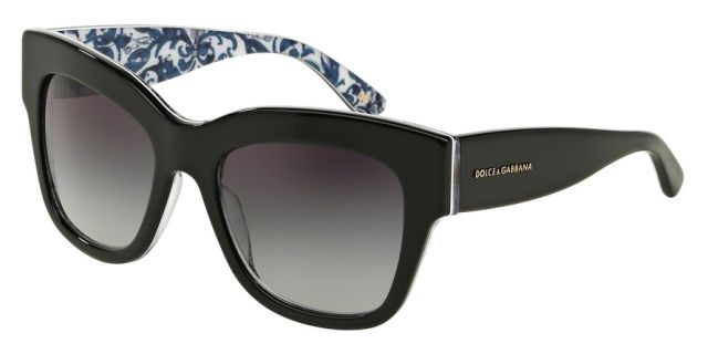 Dolce&Gabbana Dolce&Gabbana ALMOND FLOWERS DG4231 Bifocal Prescription Sunglasses DG4231-29948G-54 - Lens Diameter 54 mm, Frame Color Black/maioliche Portoghesi