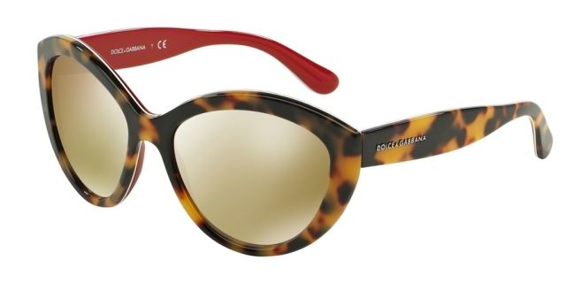 Dolce&Gabbana Dolce&Gabbana CONTEMPORARY DG4239 Single Vision Prescription Sunglasses DG4239-28936G-56 - Lens Diameter 56 mm, Frame Color Top Havana On Red