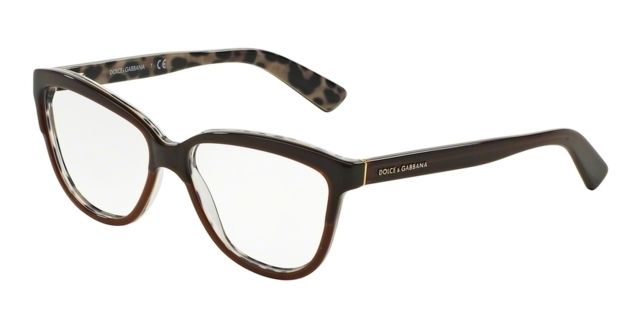 Dolce&Gabbana Dolce&Gabbana DG3229 Progressive Prescription Eyeglasses 2881-52 - Top Opal Brown On Leo Frame
