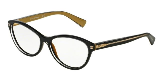 Dolce&Gabbana Dolce&Gabbana DG3232 Bifocal Prescription Eyeglasses 2955-55 - Top Black On Gold Frame