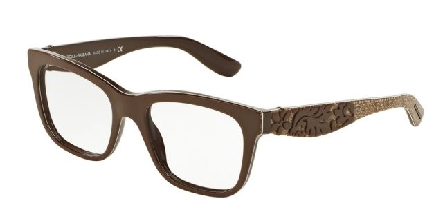 Dolce&Gabbana Dolce&Gabbana DG3239 Bifocal Prescription Eyeglasses 3002-52 - Top Brown/texture Tissue Frame