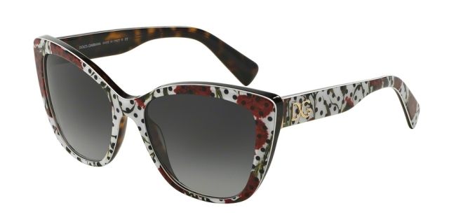 Dolce&Gabbana Dolce&Gabbana DG4216 Single Vision Prescription Sunglasses DG4216-29778G-55 - Lens Diameter 55 mm, Frame Color Carnation/white/havana