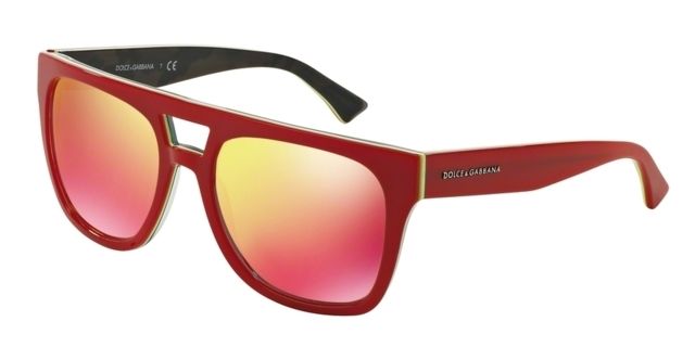 Dolce&Gabbana Dolce&Gabbana DG4255 Single Vision Prescription Sunglasses DG4255-29606Q-56 - Lens Diameter 56 mm, Frame Color Red/fluo Yellow/camo