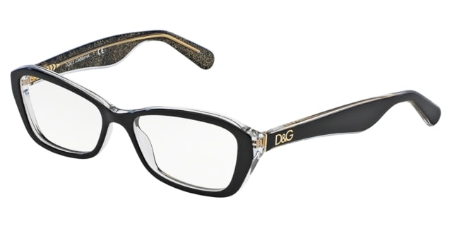 Dolce&Gabbana Dolce&Gabbana LIP GLOSS DG3168 Single Vision Prescription Eyeglasses 2737-51 - Black/glitter Gold Frame