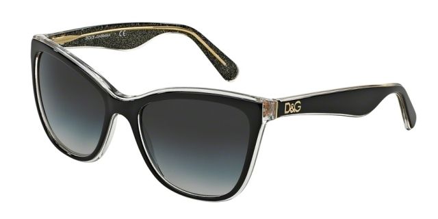 Dolce&Gabbana Dolce&Gabbana LIP GLOSS DG4193 Single Vision Prescription Sunglasses DG4193-27378G-56 - Lens Diameter 56 mm, Lens Diameter 56 mm, Frame Color Top Black/glitter Gold