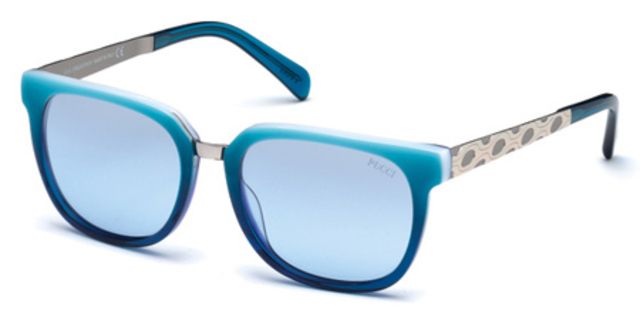 Emilio Pucci Emilio Pucci EP0001 Single Vision Prescription Sunglasses EP00015486W - Lens Diameter 54 mm, Frame Color Light Blue