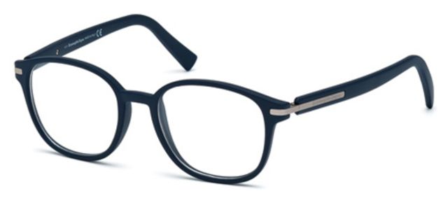 Ermenegildo Zegna Ermenegildo Zegna EZ5004 Single Vision Prescription Eyeglasses - Shiny Blue Frame, 49 mm Lens Diameter EZ500449090