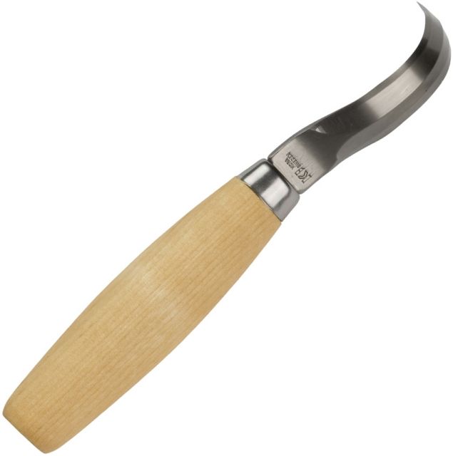 Mora Mora Wood Carving 163 Hook Fixed Blade Knife, SS Hook Plain Blade, Hardwood handle FT18200