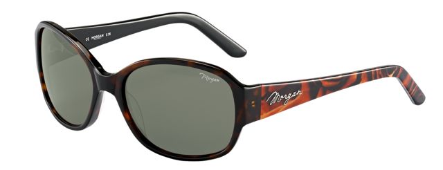 Morgan Morgan 207164 Single Vision Prescription Sunglasses, Brown Frame, Grey/Green Lens-207164-8940SV