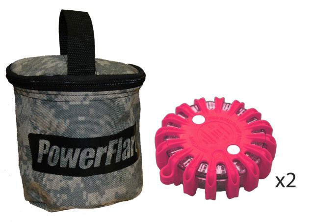 Powerflare Powerflare PF-200 Softpack, 2 Safety Lights, Blue LED, ACU Bag, 2 Batteries, Hot Pink Shell SP2ACU-B-HP