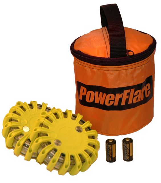 Powerflare Powerflare PF-200 Softpack, 2 Safety Lights, Green LED, Orange Bag, 2 Batteries, Yellow Shell SP2O-G-Y