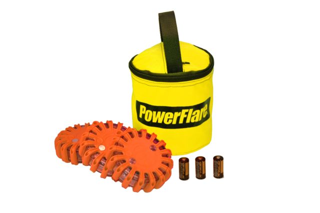 Powerflare Powerflare PF-200 Softpack, 3 Safety Lights, Red-Amber LED, Yellow Bag, 3 Batteries, Orange Shell SP3Y-RA-O