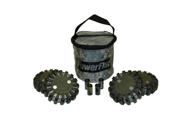 Powerflare Powerflare PF-200 Softpack, 6 Safety Lights, White LED, ACU Bag, 6 Batteries, Olive Drab Shell SP6ACU-W-OD