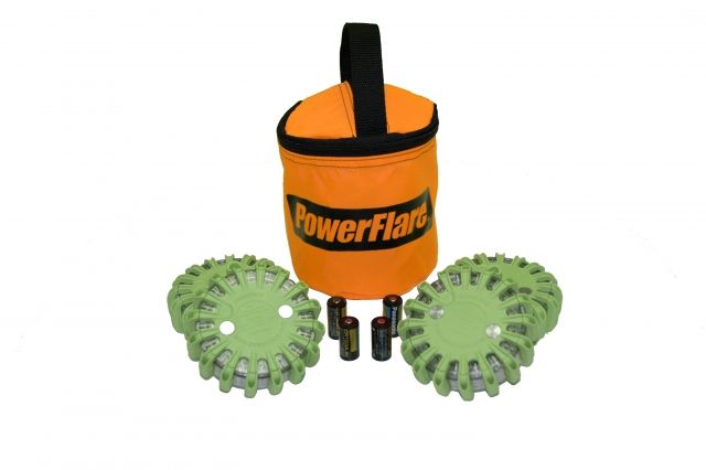 Powerflare Powerflare PF-200 Softpack, 4 Safety Lights, Blue LED, Orange Bag, 4 Batteries, Olive Drab Shell SP4O-B-OD