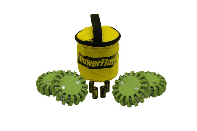 Powerflare Powerflare PF-200 Softpack, 6 Safety Lights, Green LED, Yellow Bag, 6 Batteries, Olive Drab Shell SP6Y-G-OD