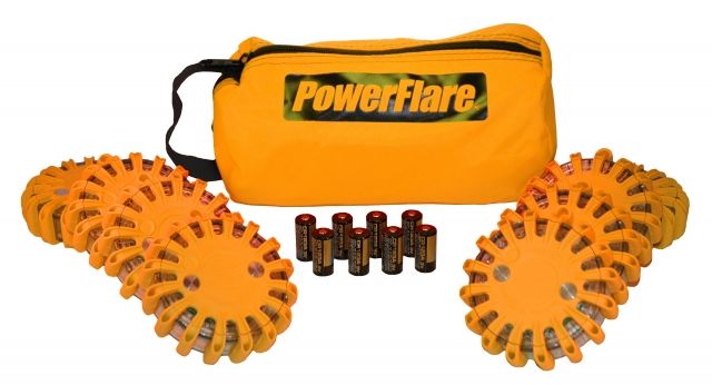 Powerflare Powerflare PF-200 Softpack, 8 Safety Lights, White LED, Orange Bag, 8 Batteries, Orange Shell SP8O-W-O