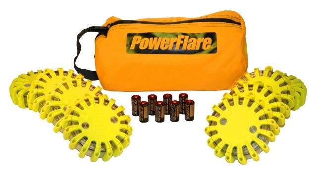 Powerflare Powerflare PF-200 Softpack, 8 Safety Lights, Amber LED, Orange Bag, 8 Batteries, Yellow Shell SP8O-A-Y