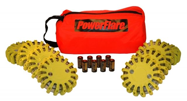 Powerflare Powerflare PF-200 Softpack, 8 Safety Lights, Amber LED, Red Bag, 8 Batteries, Yellow Shell SP8R-A-Y