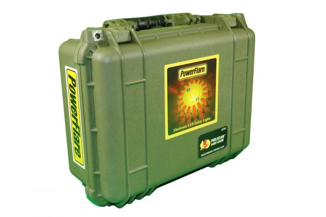 Powerflare Powerflare PF-200 Incident Command Pack - 24 Lights, Blue LED, Orange Case, 24 Batteries, Olive Drab Shell PFPACK24O-B-OD