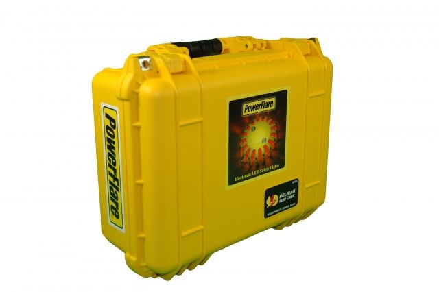Powerflare Powerflare PF-200 Incident Command Pack - 24 Lights, Blue LED, Black Case, 24 Batteries, Yellow Shell PFPACK24BK-B-Y
