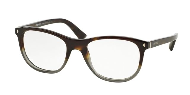 Prada Prada JOURNAL PR17RV Single Vision Prescription Eyeglasses TKT1O1-56 - Dark Havana Gradient Opal Grey Frame