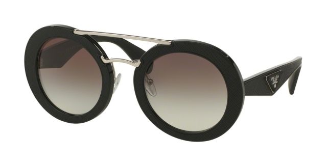 Prada Prada ORNATE PR15SS Single Vision Prescription Sunglasses PR15SS-1AB0A7-53 - Lens Diameter 53 mm, Frame Color Black