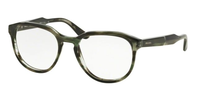 Prada Prada PR18SVF Single Vision Prescription Eyeglasses UEP1O1-53 - Striped Grey Green Frame