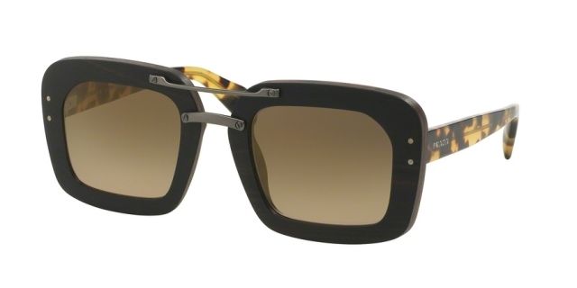 Prada Prada PR30RSF Single Vision Prescription Sunglasses PR30RSF-UBT4O2-51 - Lens Diameter 51 mm, Frame Color Ebony Malabar