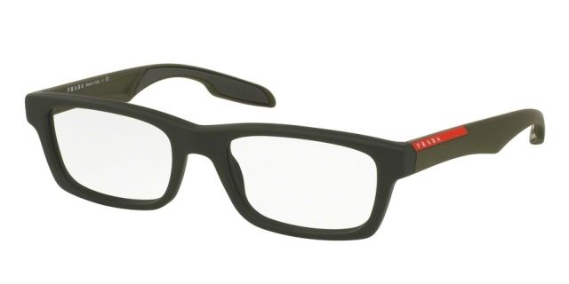Prada Prada PS07CV Progressive Prescription Eyeglasses UBW1O1-53 - Green Rubber Frame