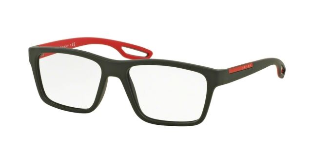 Prada Prada PS07FV Progressive Prescription Eyeglasses UFI1O1-53 - Green Rubber Frame