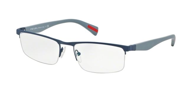 Prada Prada PS52FV Single Vision Prescription Eyeglasses TFY1O1-52 - Blue Rubber Frame