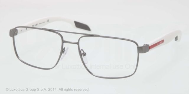Prada Prada PS56EV Progressive Prescription Eyeglasses 4AO1O1-53 - Gunmetal Demi Shiny Frame