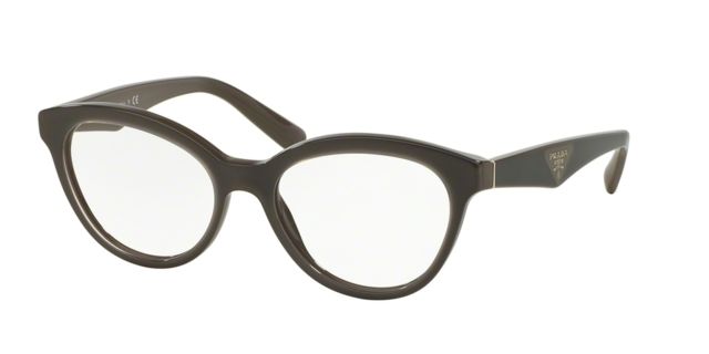 Prada Prada TRIANGLE PR11RV Single Vision Prescription Eyeglasses UAM1O1-50 - Opal Brown On Brown Frame