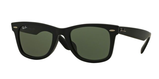 Ray-Ban Ray-Ban RB2140F Sunglasses 901S-54 - Matte Black Frame, Crystal Green Lenses