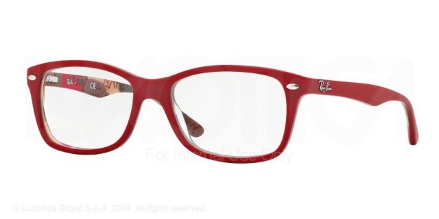 Ray-Ban Ray-Ban RX5228F Progressive Prescription Eyeglasses 5406-53 - Top Matte Red On Texture Frame