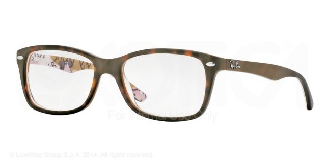 Ray-Ban Ray-Ban RX5228F Single Vision Prescription Eyeglasses 5409-53 - Top Havana On Texture Frame