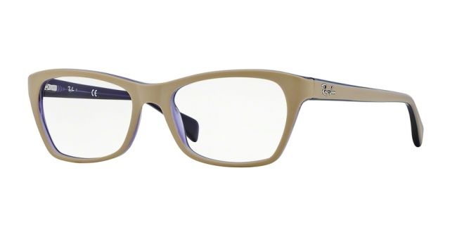 Ray-Ban Ray-Ban RX5298 Single Vision Prescription Eyeglasses 5387-55 - Top Matte Beige On Trasp Viole Frame