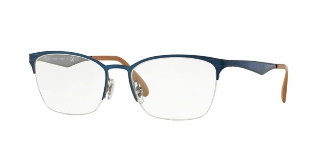 Ray-Ban Ray-Ban RX6345 Single Vision Prescription Eyeglasses 2865-54 - Top Brushed Light Blue On Grey Frame
